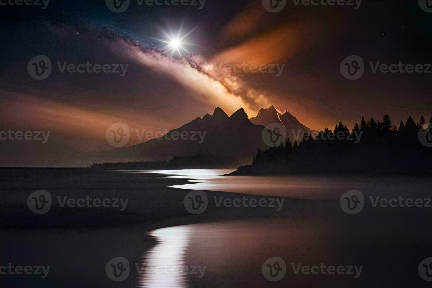 the milky way over the mountains. AI-Generated photo