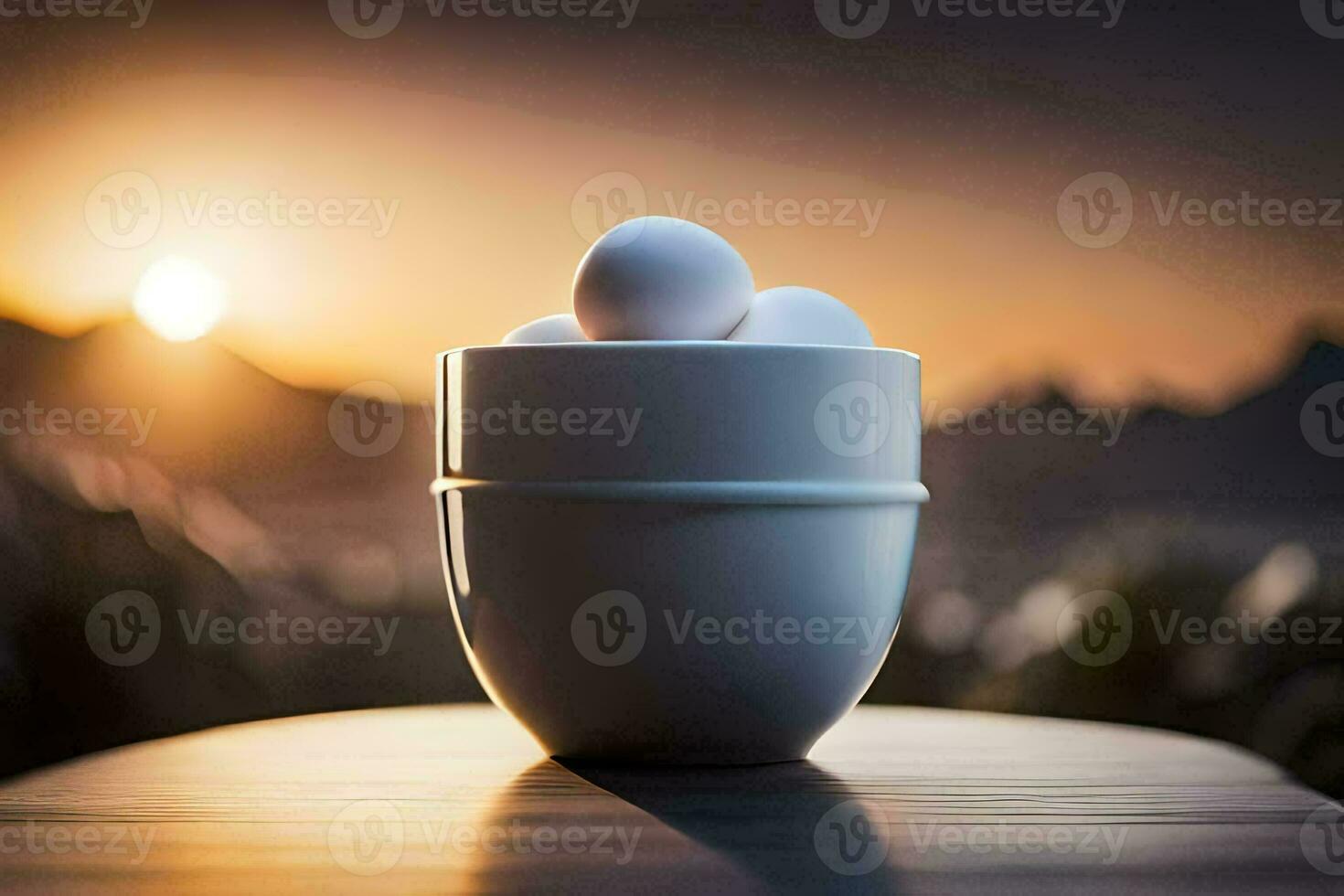 eggs in a cup at sunset. AI-Generated photo