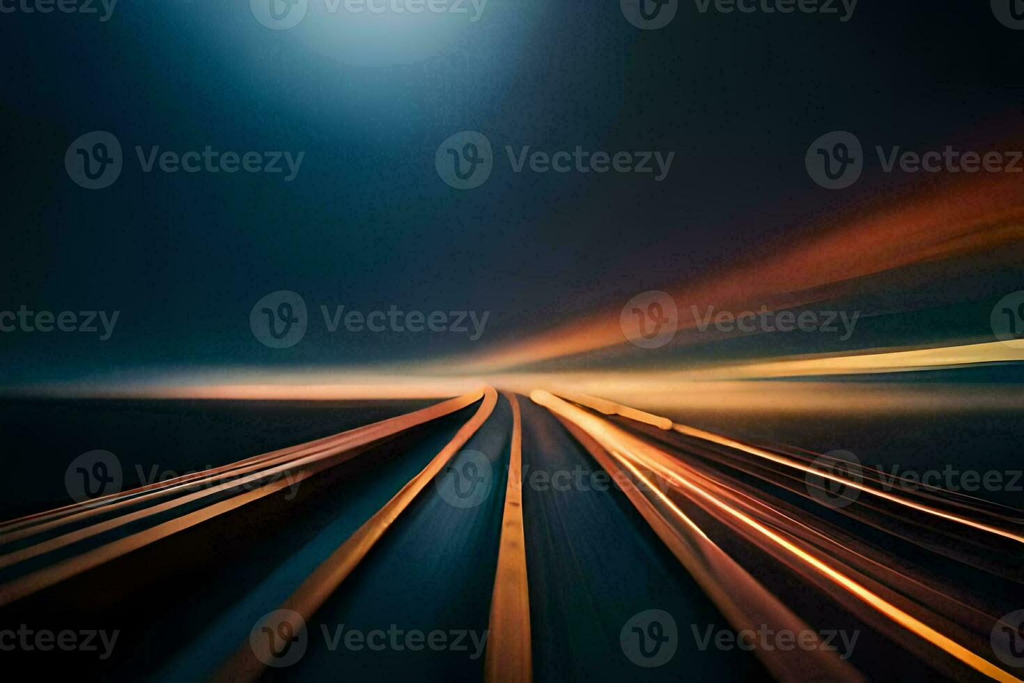 a long exposure photograph of a highway at night. AI-Generated photo