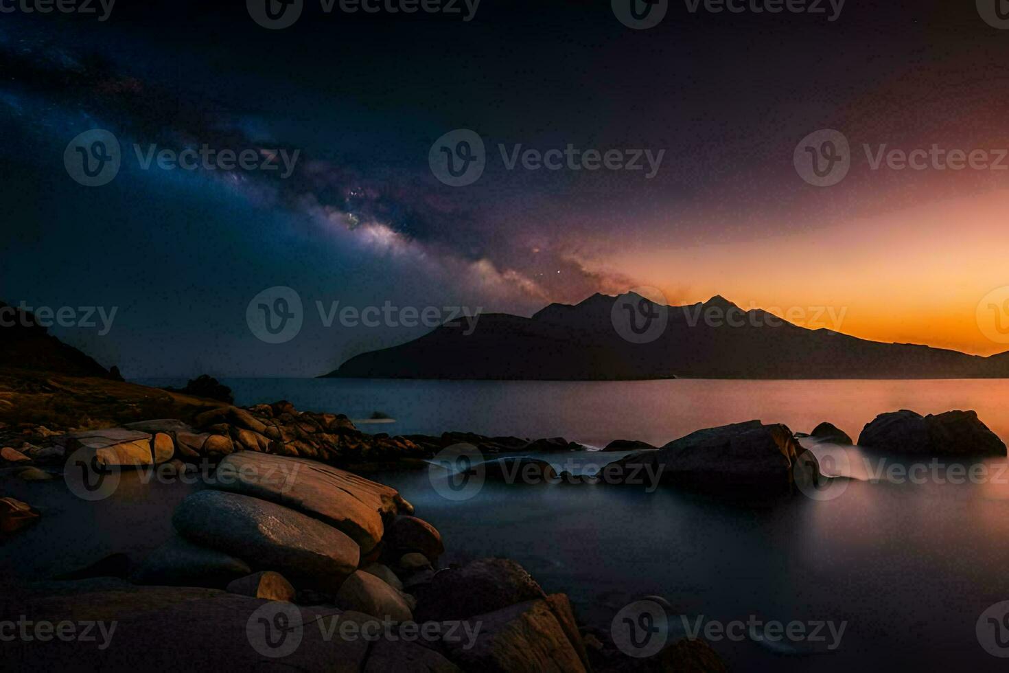 the milky way over the sea. AI-Generated photo