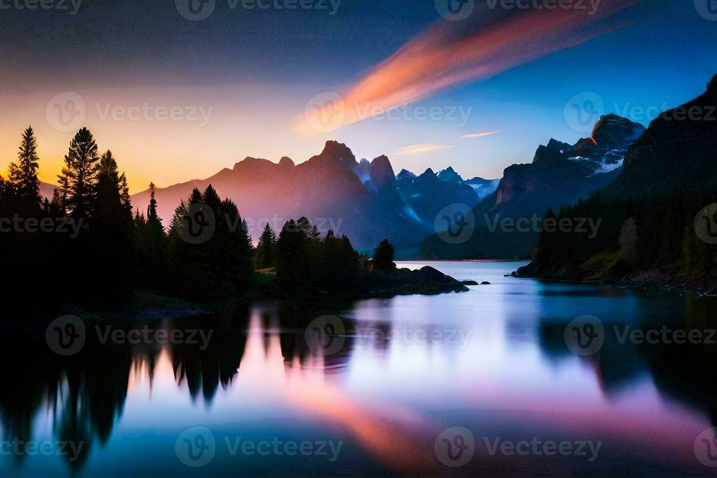 foto fondo de pantalla montañas, el cielo, el lago, el montañas, el cielo, el lago,. generado por ai