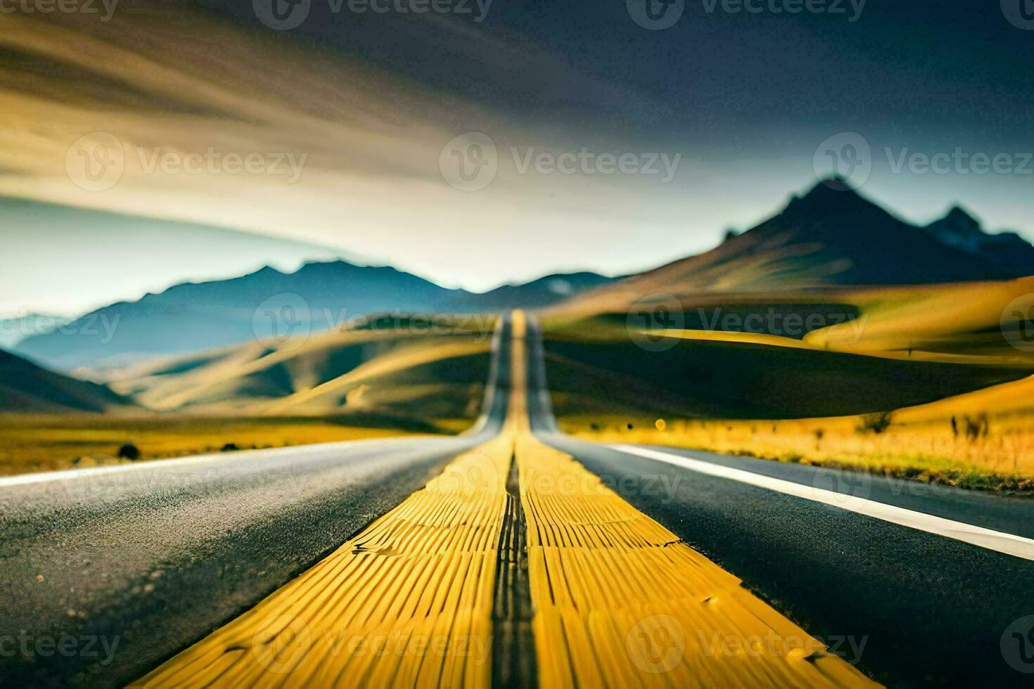 el la carretera a el futuro, camino, camino, camino, camino, camino, camino, la carretera. generado por ai foto