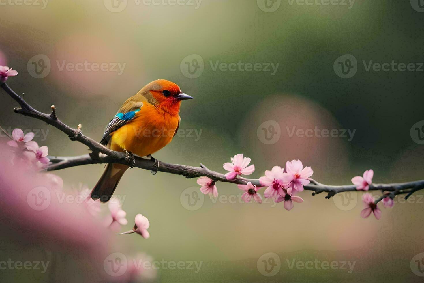 photo wallpaper the bird, flowers, spring, the bird, spring, the bird, spring,. AI-Generated