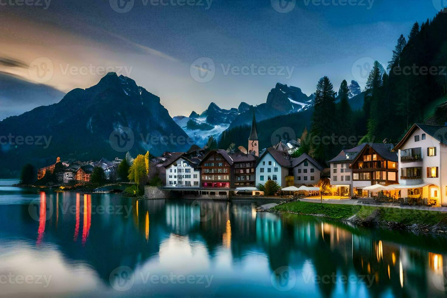 the beautiful town of hallstatt, switzerland. AI-Generated photo