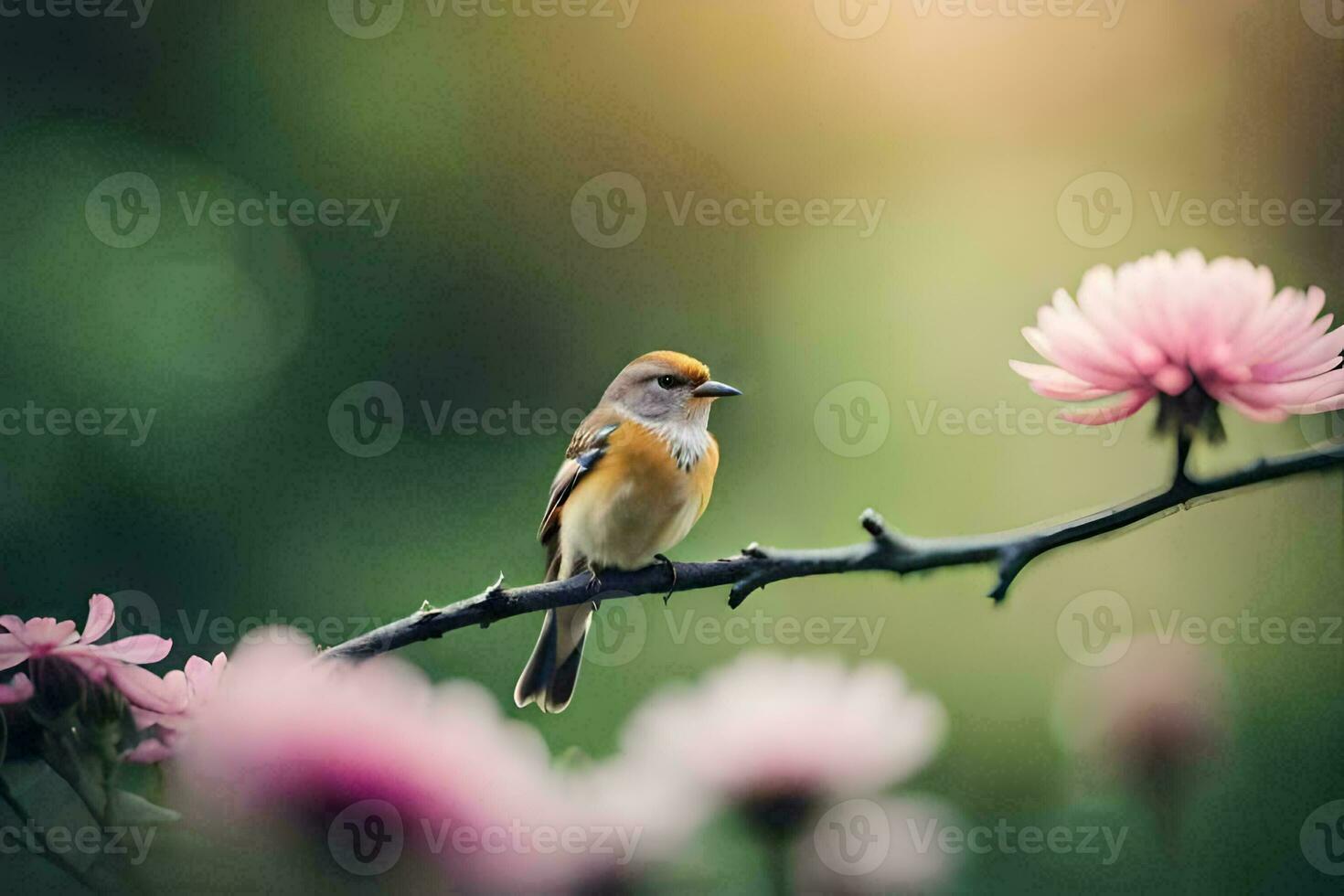 foto fondo de pantalla el sol, flores, pájaro, primavera, el flores, pájaro, primavera, el. generado por ai