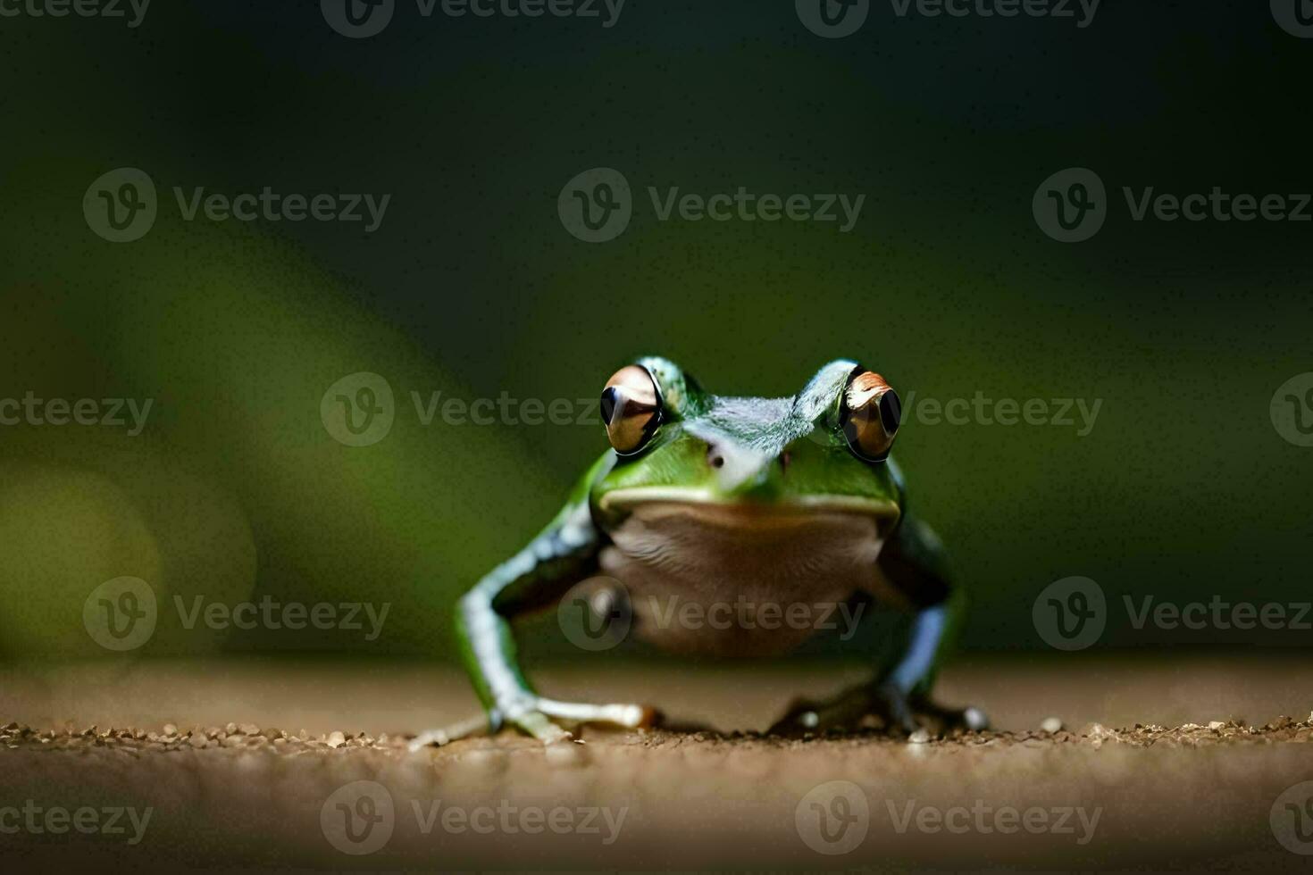 a frog with a big head and eyes. AI-Generated photo