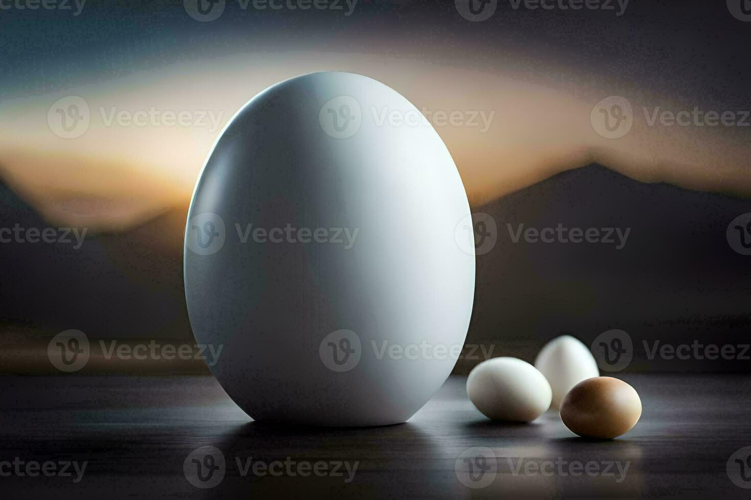 an egg and two eggs on a table. AI-Generated photo