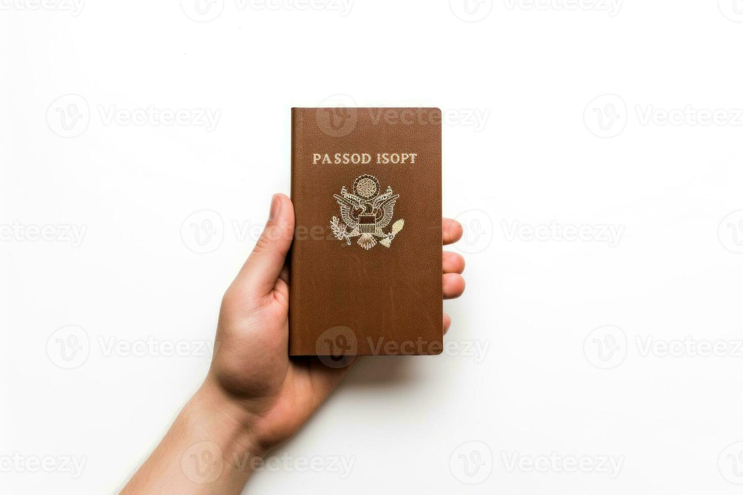 Hand holding passport against Nomad travel concept. Generative AI photo