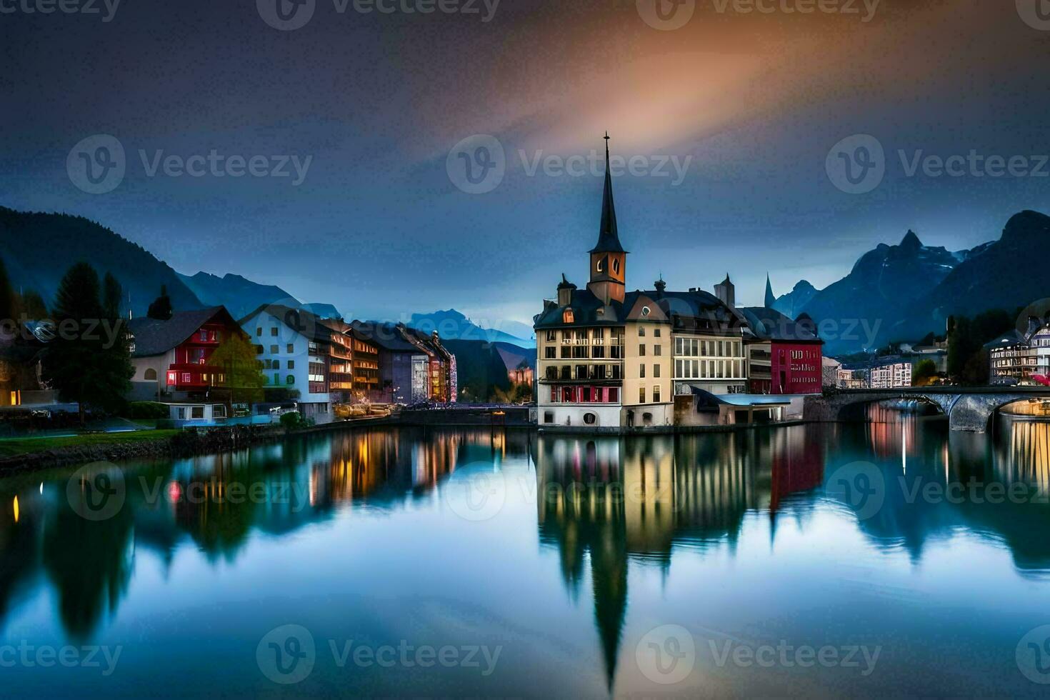 el pueblo de hallstatt, Suiza. generado por ai foto