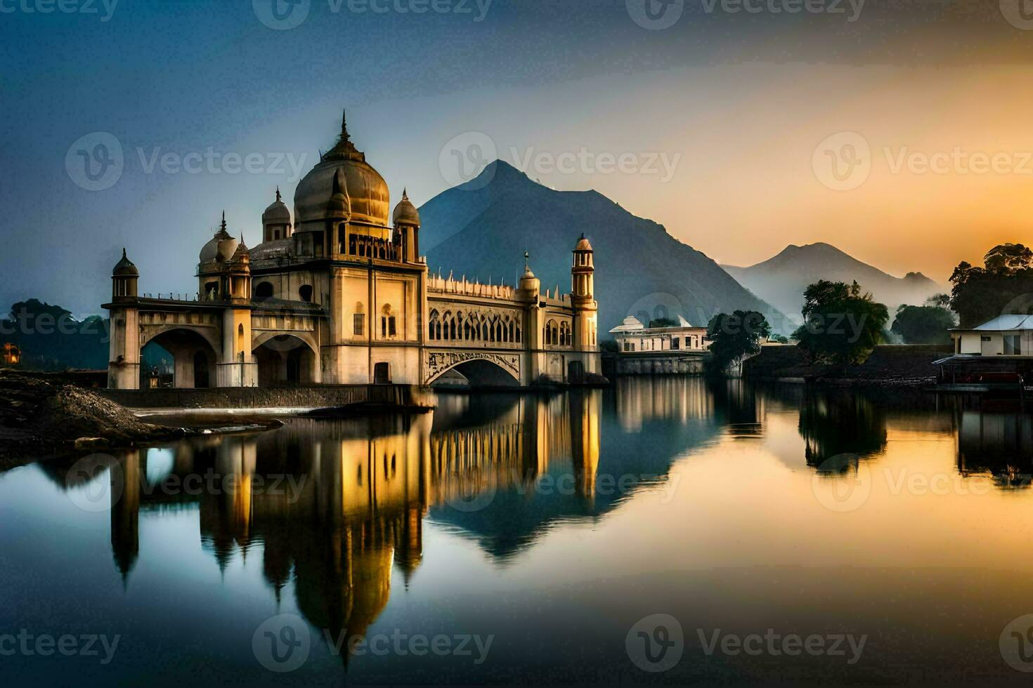 the beautiful mosque in india. AI-Generated photo