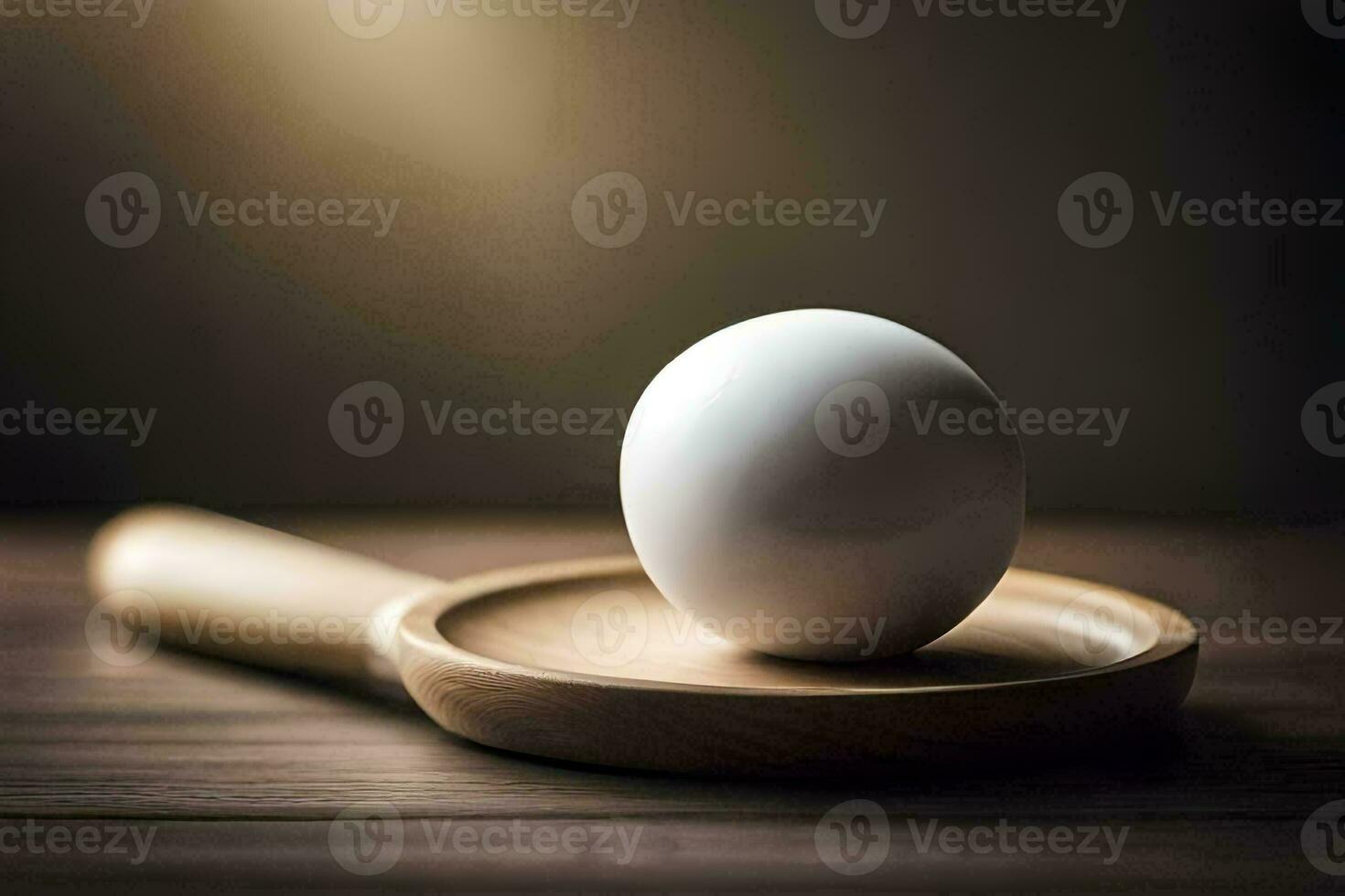 an egg on a wooden spoon. AI-Generated photo