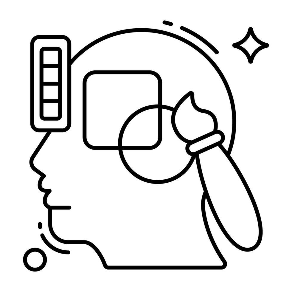 Conceptual line design icon of creative mind vector