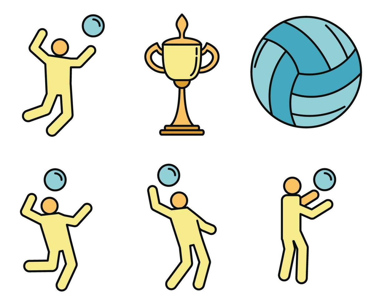 vóleibol deporte íconos conjunto vector color