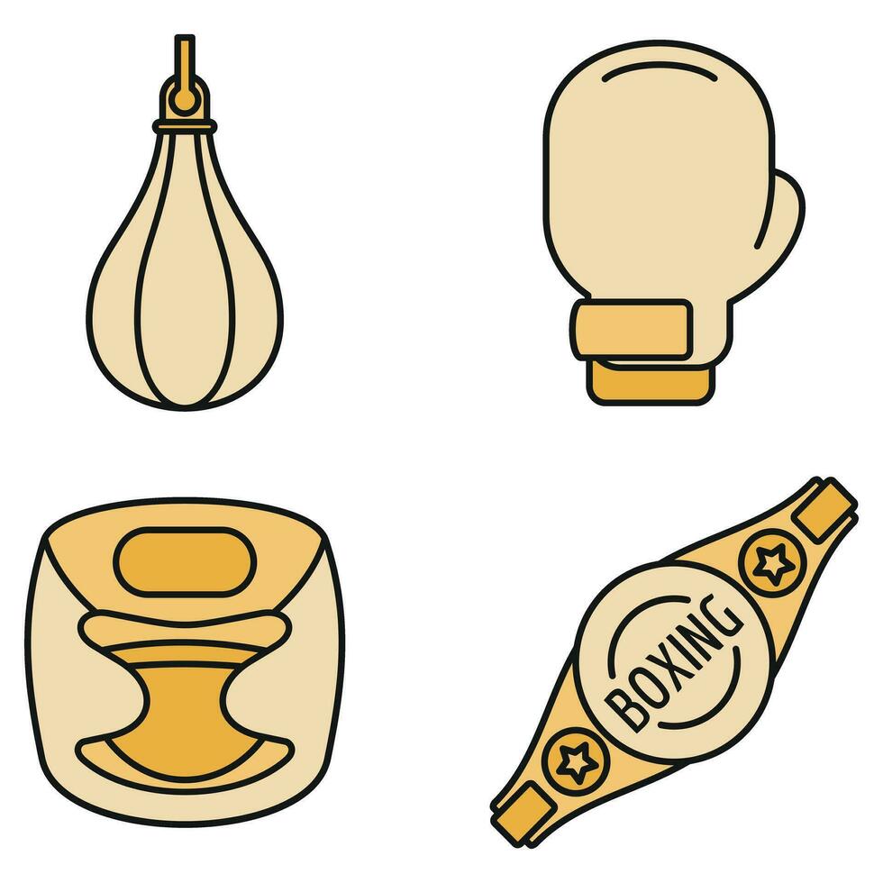 Boxing equipment icons set vector color