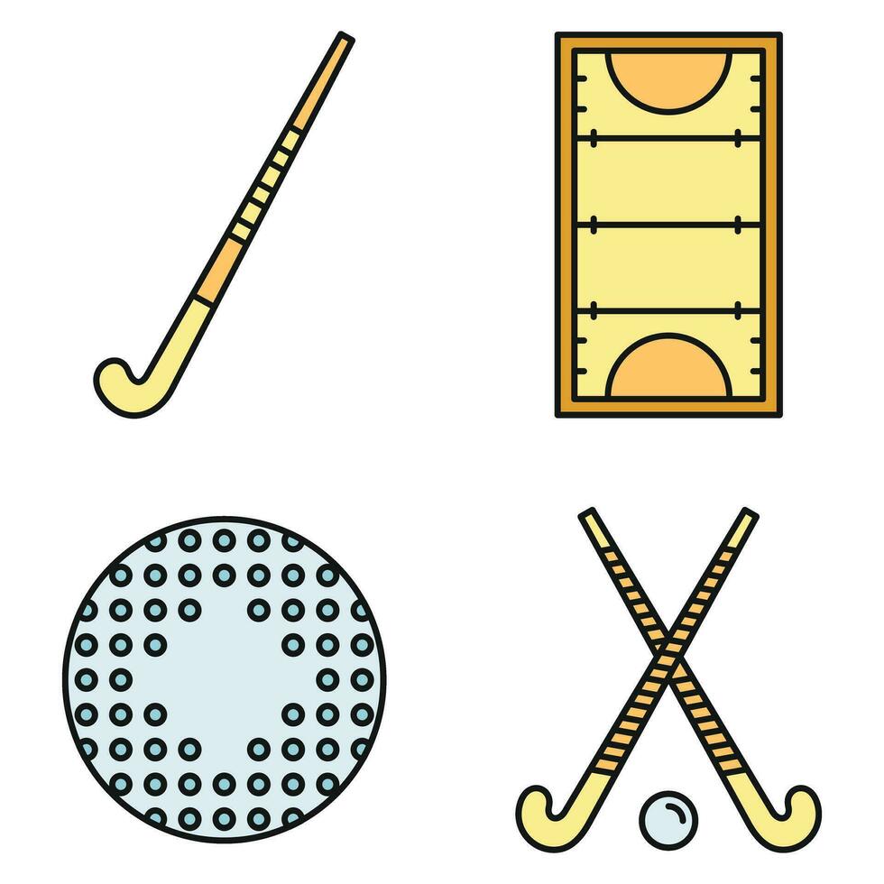 campo hockey íconos conjunto vector color