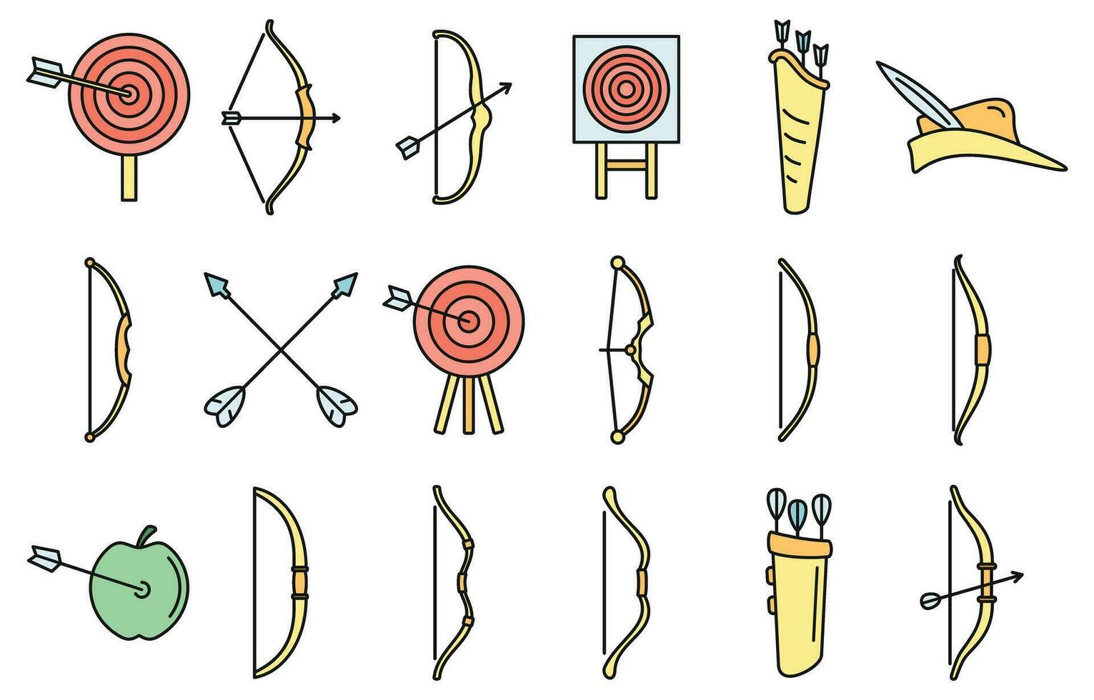 Accuracy archery icons set vector color