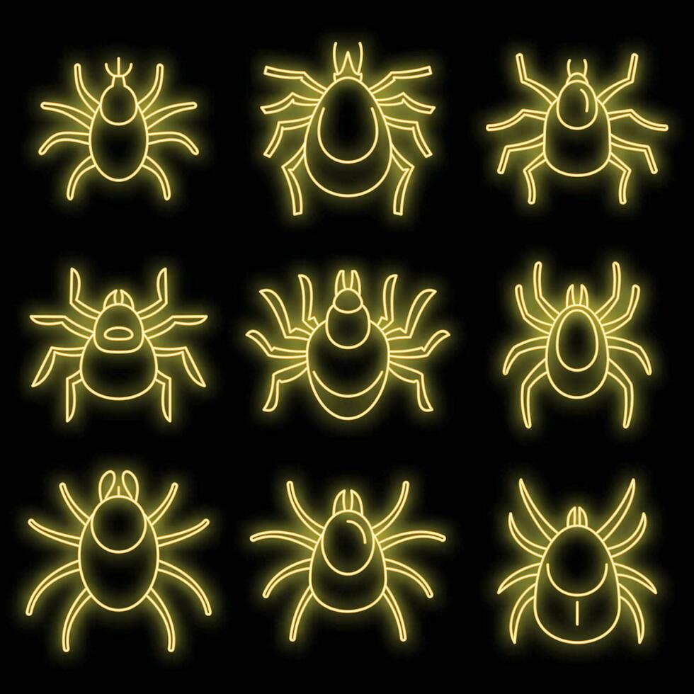 Dust mite icons set vector neon