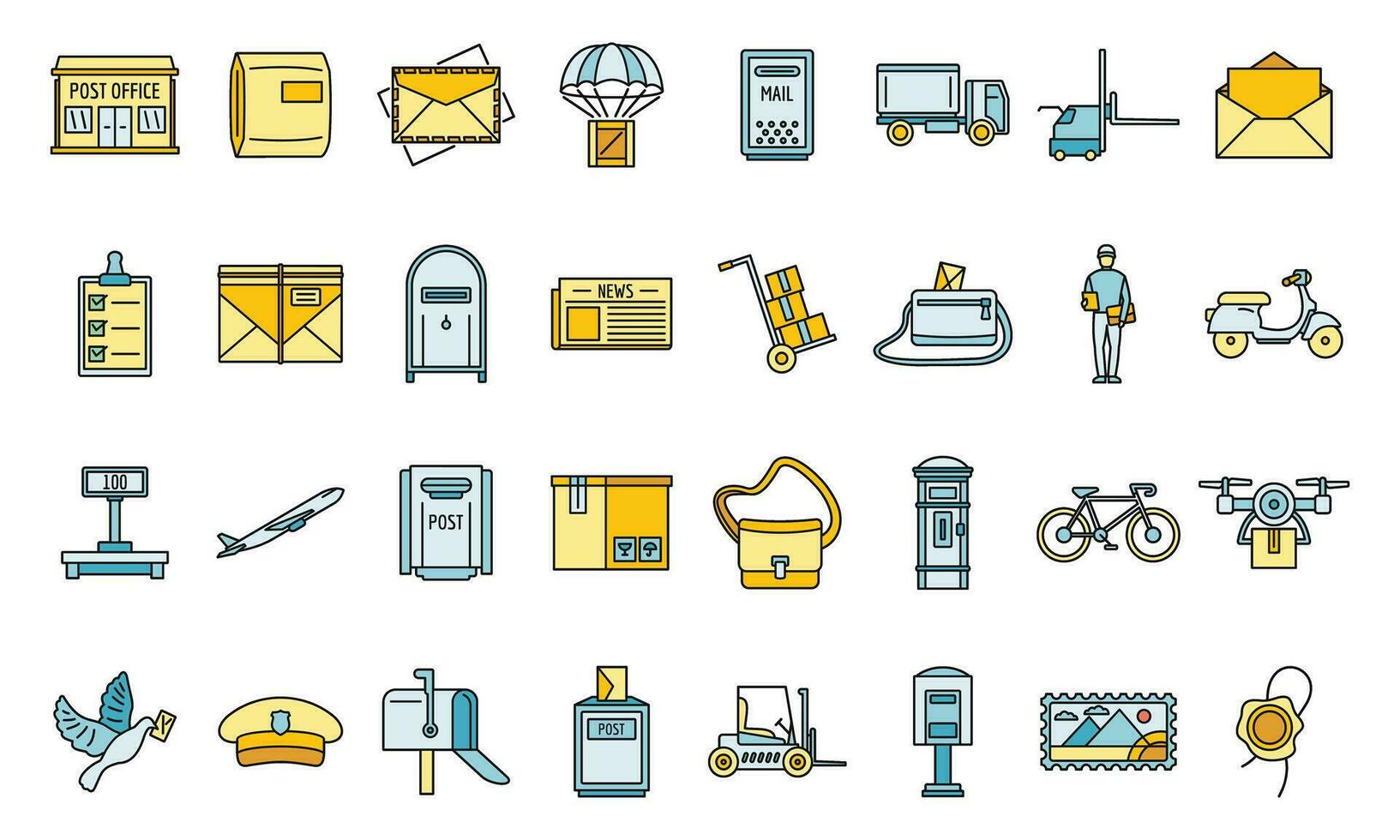 Mailman carrier icons set vector color