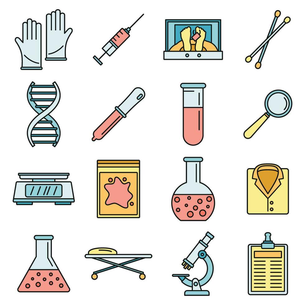 Dna investigation laboratory icons set vector color