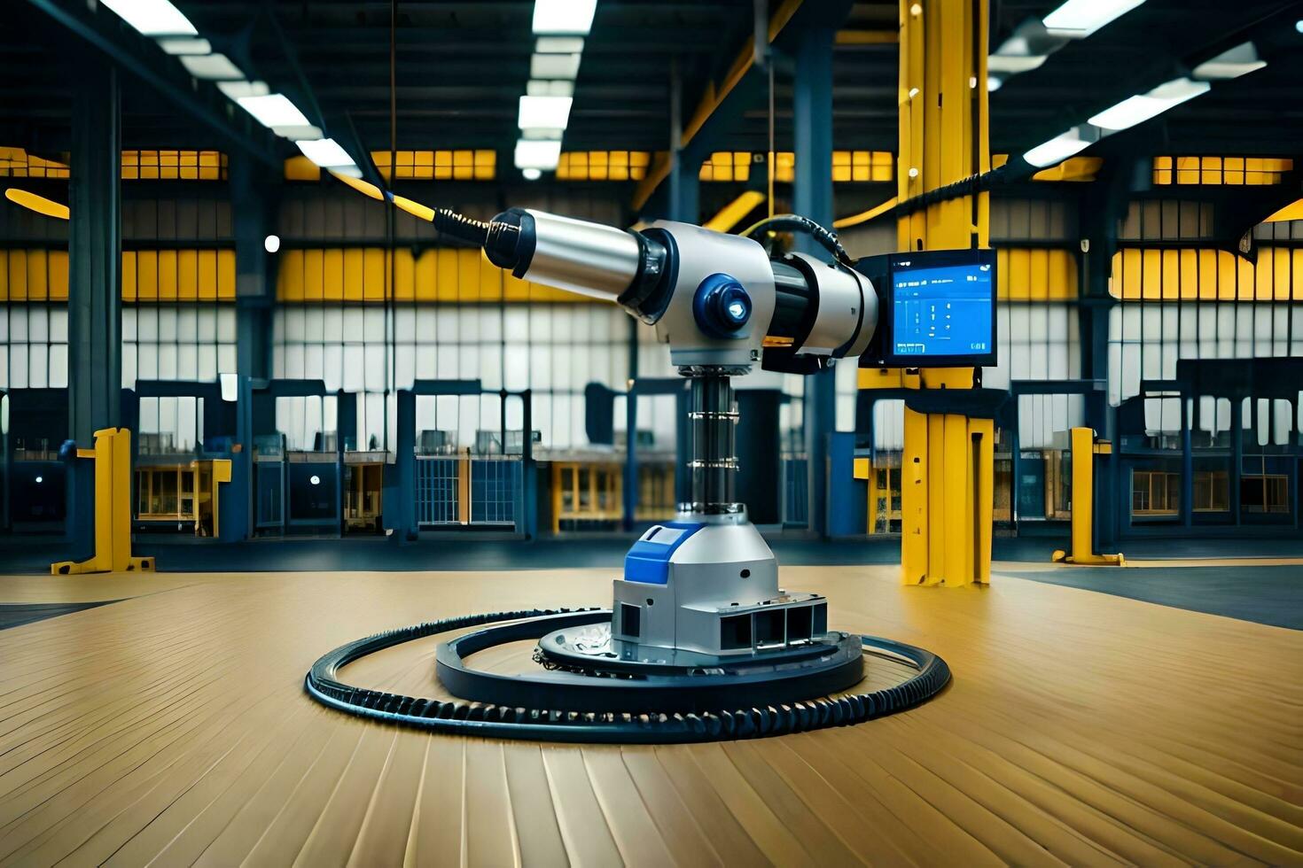a robotic arm is sitting on a large machine. AI-Generated photo