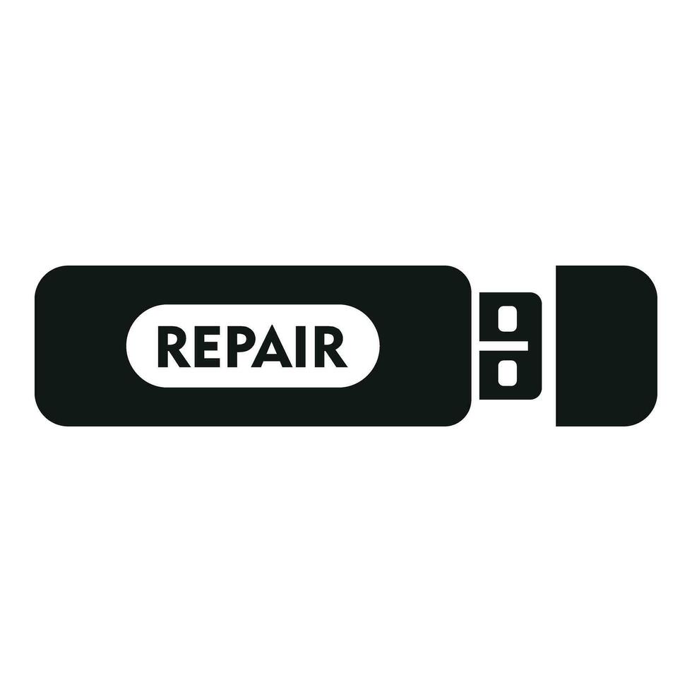 Laptop usb repair icon simple vector. Support remote vector