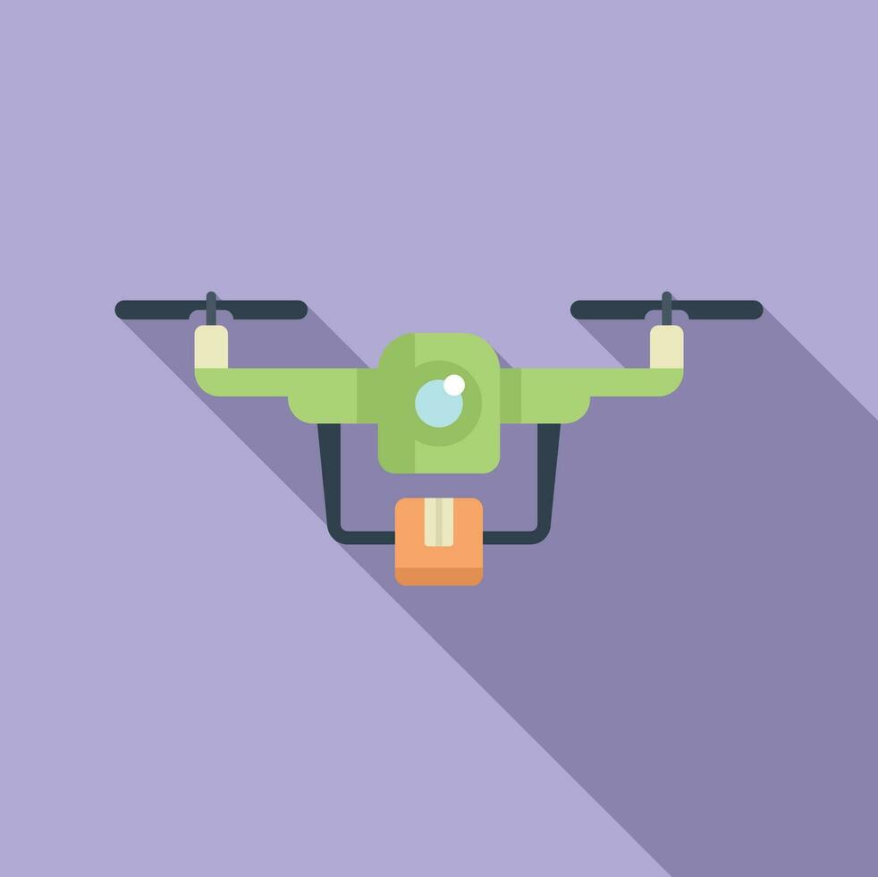 Parcel drone delivery icon flat vector. Camera spy vector