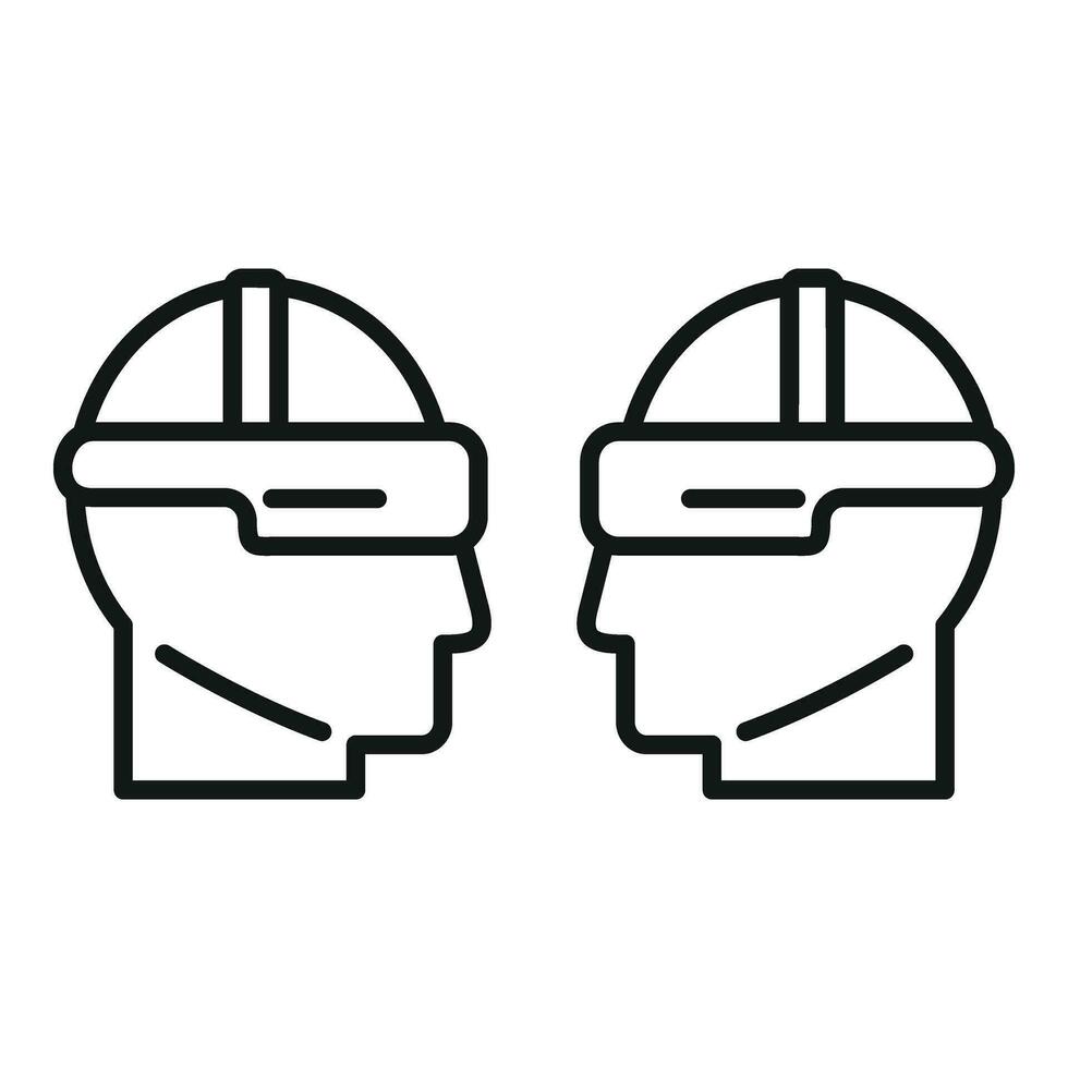 Augmented reality couple play icon outline vector. Game device vector