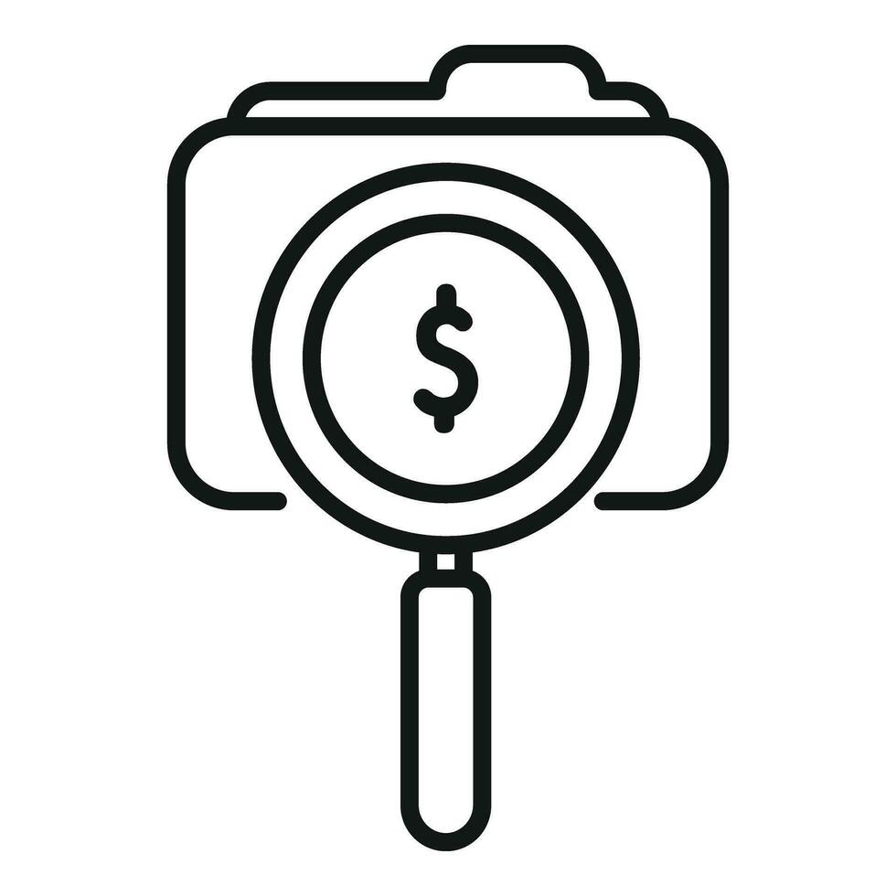 Search folder money icon outline vector. Investment finance vector