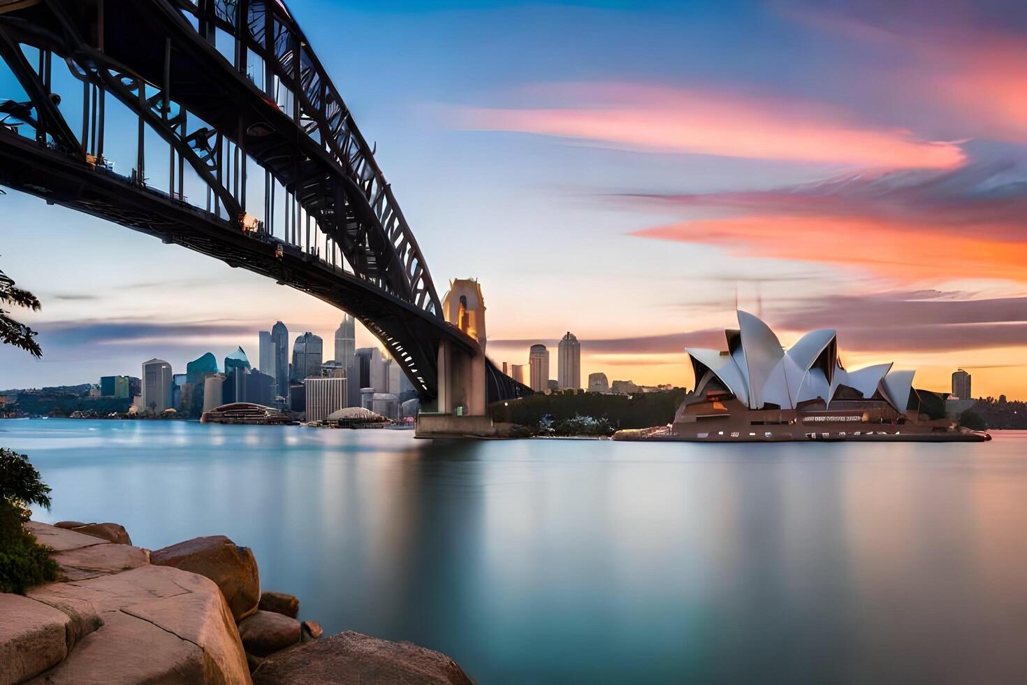 sydney skyline at sunset. AI-Generated photo