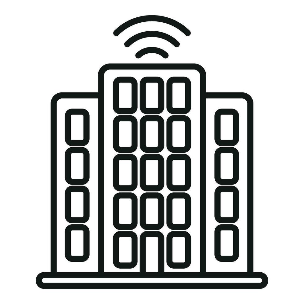 Smart office building icon outline vector. Work station table vector