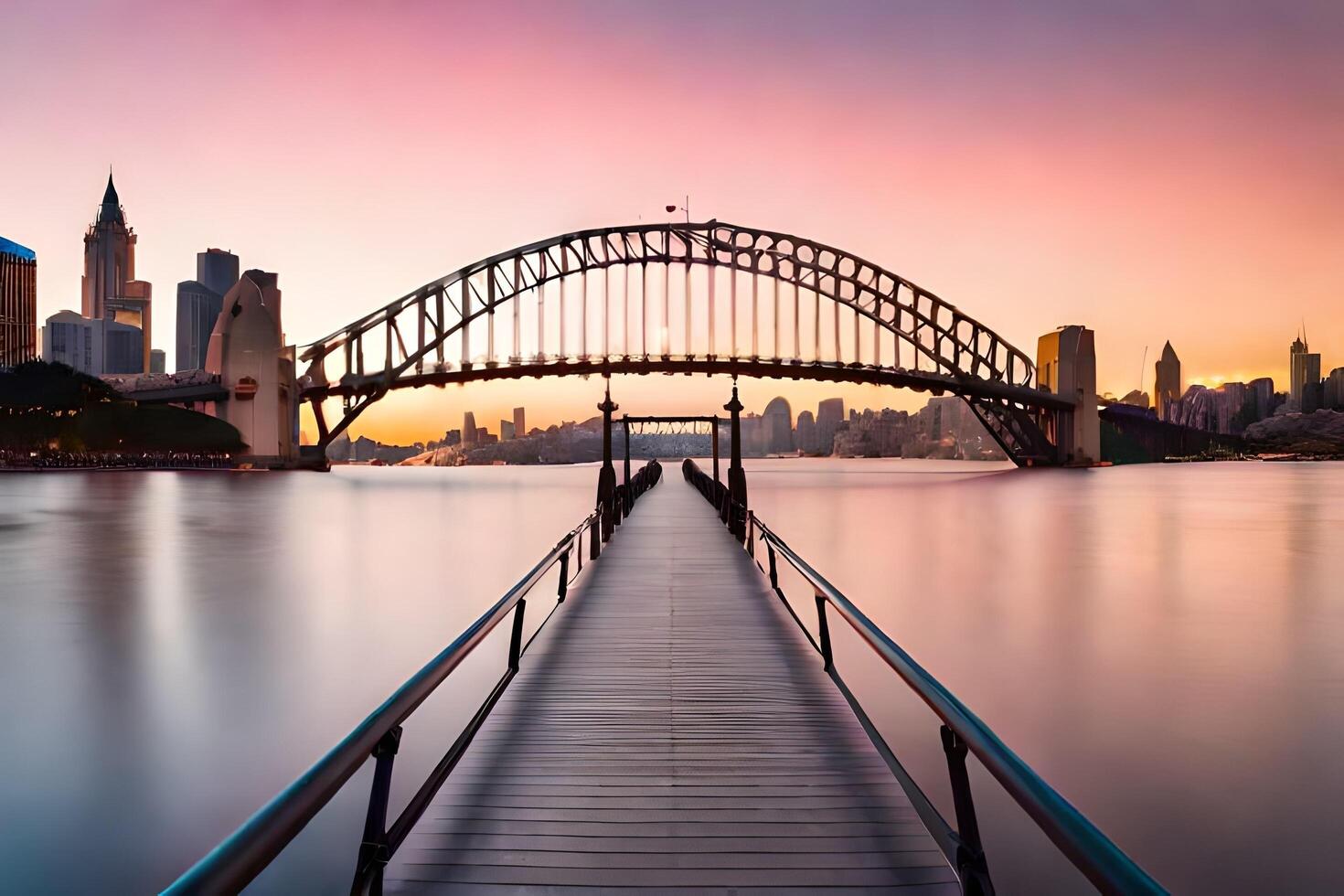 sydney harbour bridge at sunset. AI-Generated photo