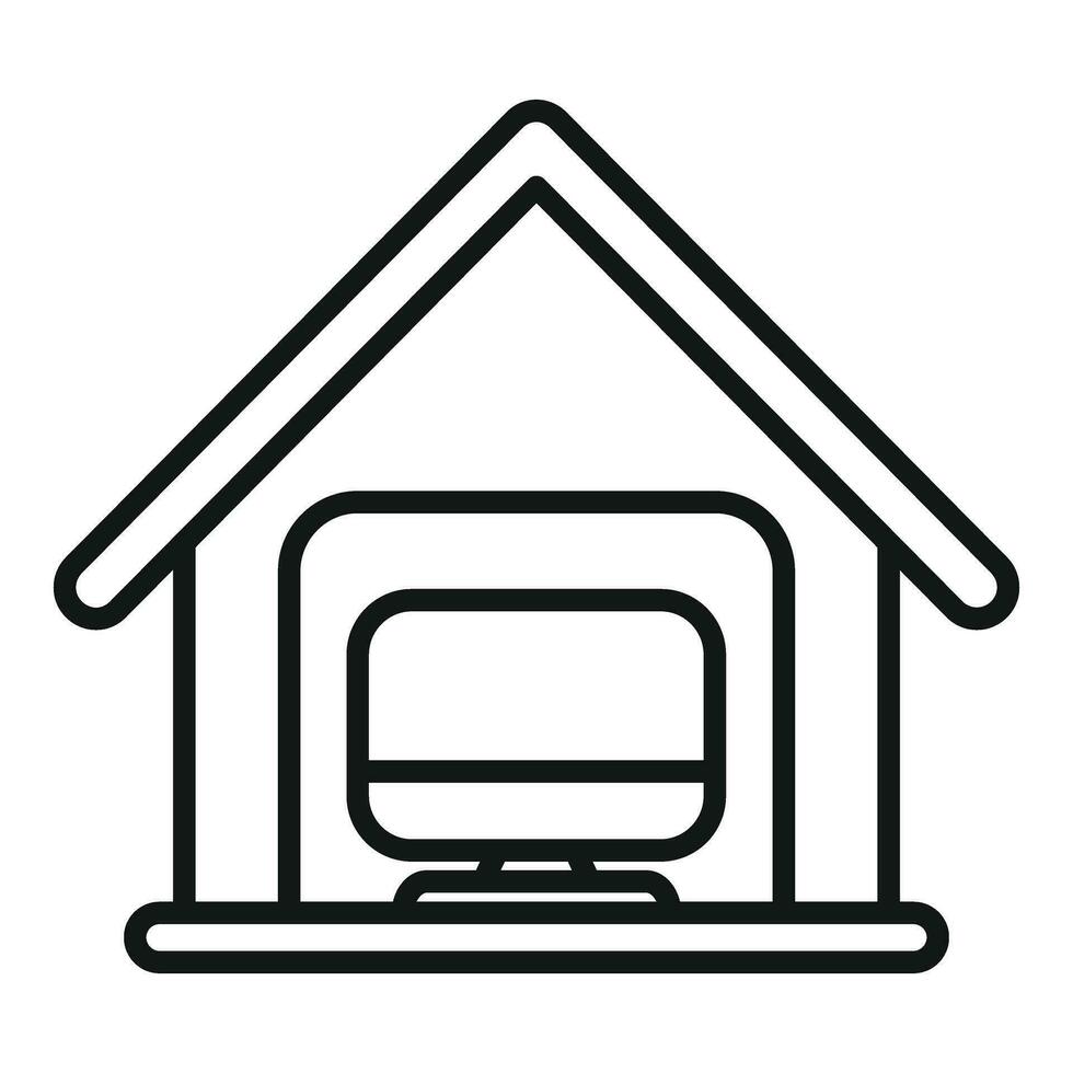 Home smart office icon outline vector. Online computer vector