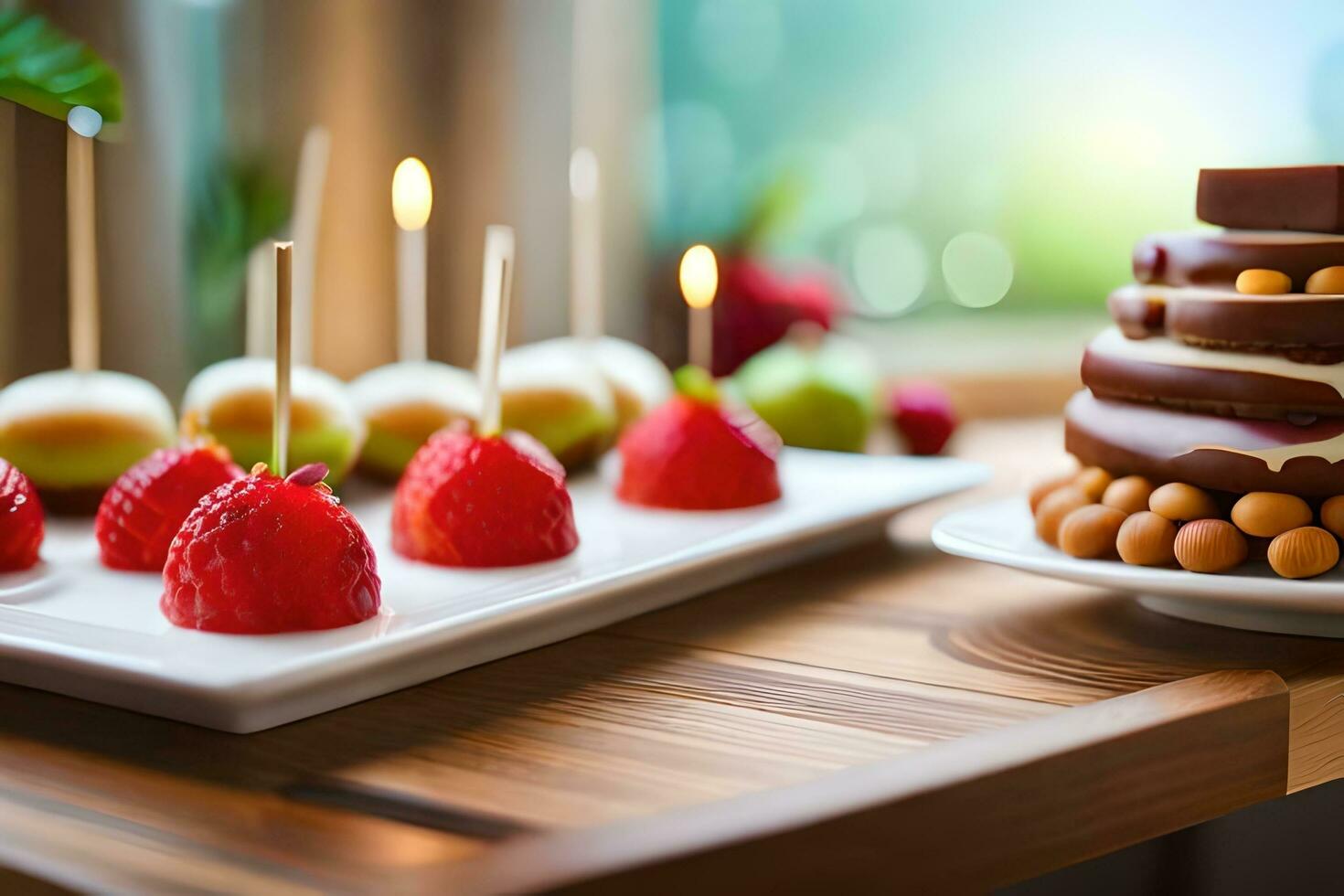 a plate with strawberries and chocolate covered strawberries. AI-Generated photo