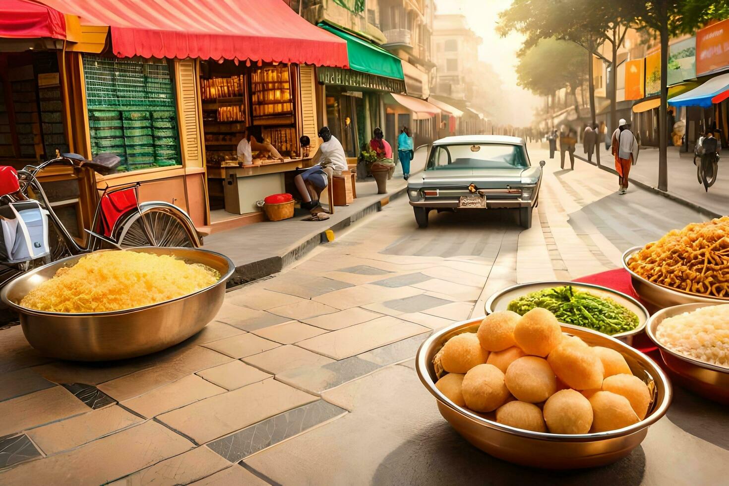 indian street food in new delhi. AI-Generated photo