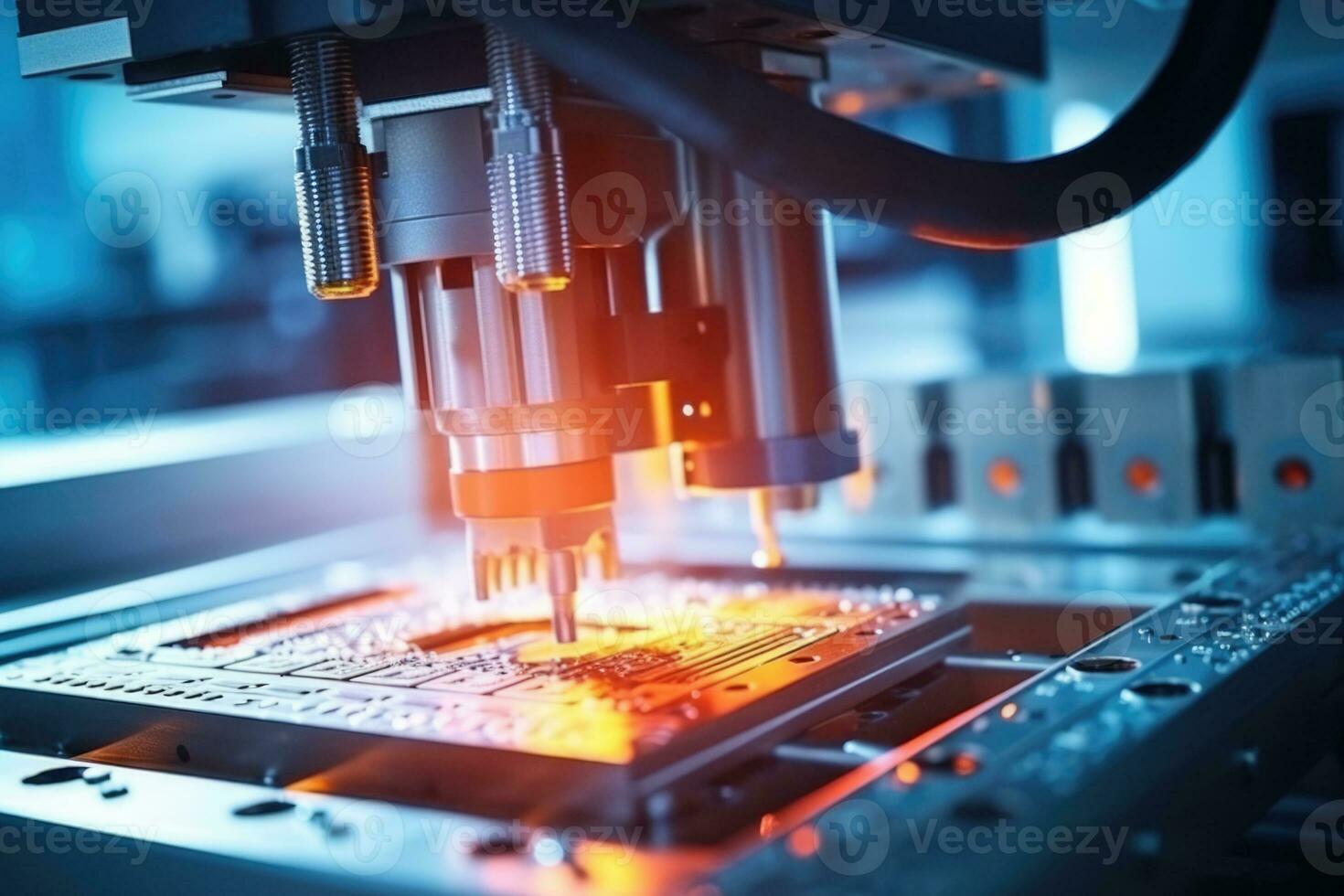 Automatic assembly line for electronics production. Generative AI photo