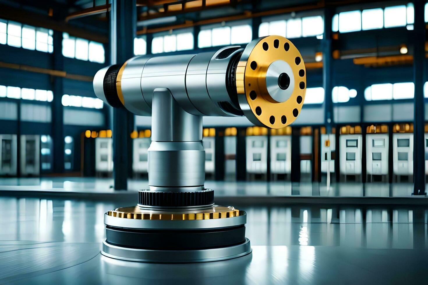 a metal machine with a gold and silver finish. AI-Generated. AI-Generated photo