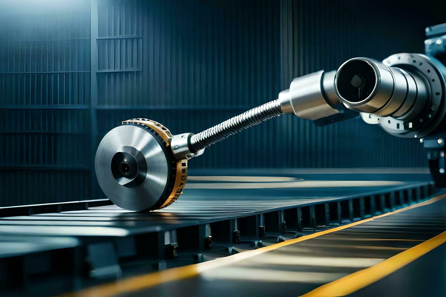 a machine is cutting a piece of metal. AI-Generated photo