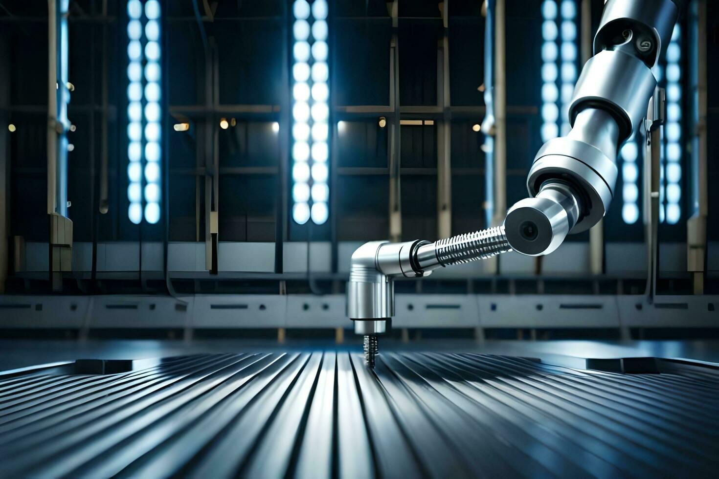 a robot is working on a machine in a factory. AI-Generated photo
