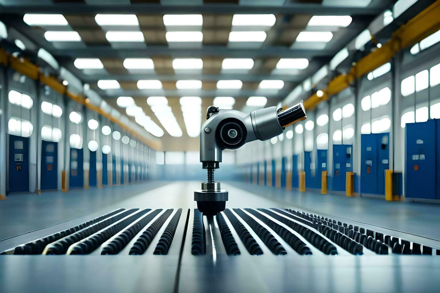 a robot is standing in front of a machine. AI-Generated photo