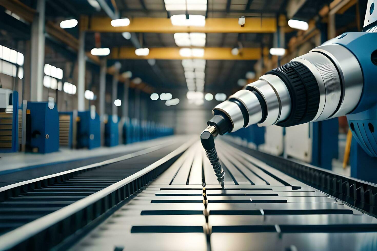 a robot is working on a machine in a factory. AI-Generated photo