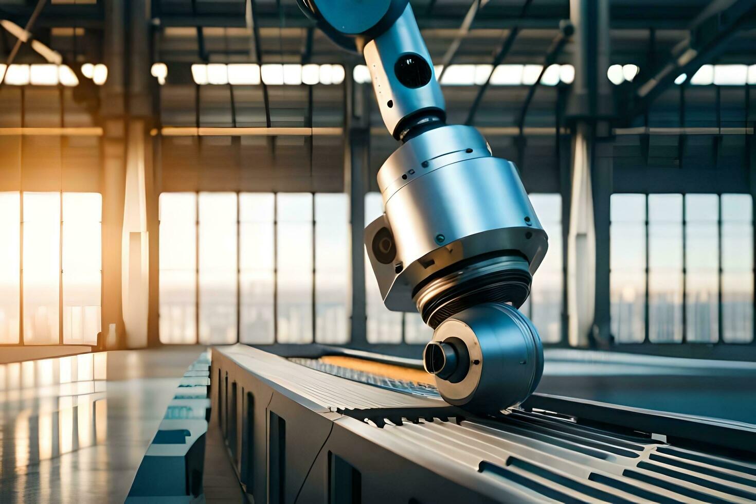 a robot is working on a machine in a factory. AI-Generated photo