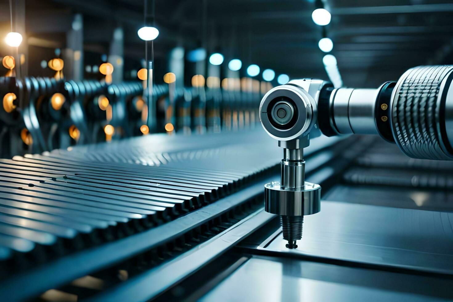 a robot is working on a machine in a factory. AI-Generated photo