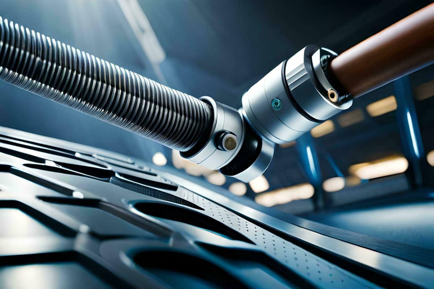 a close up of a machine with a hose attached. AI-Generated photo