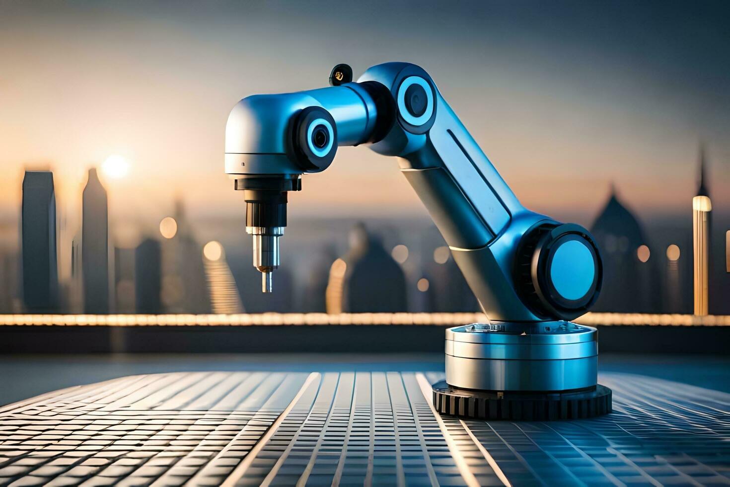 a robotic arm is sitting on top of a table. AI-Generated photo