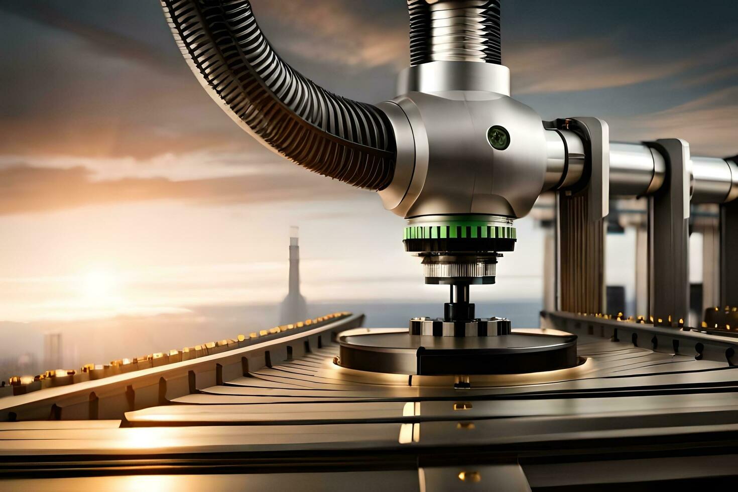 a machine is working on a machine that is on a table. AI-Generated photo