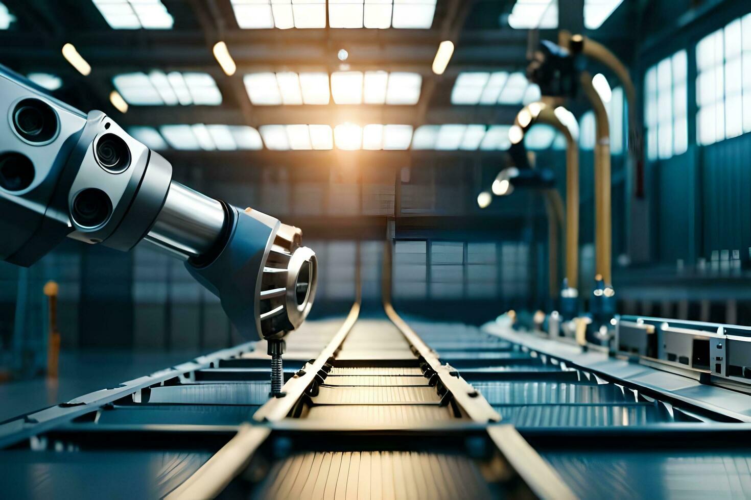 a robot is working on a machine in a factory. AI-Generated photo