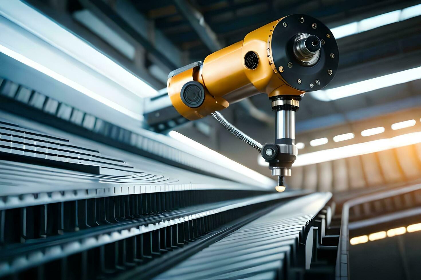 a robotic arm is working on a machine. AI-Generated photo