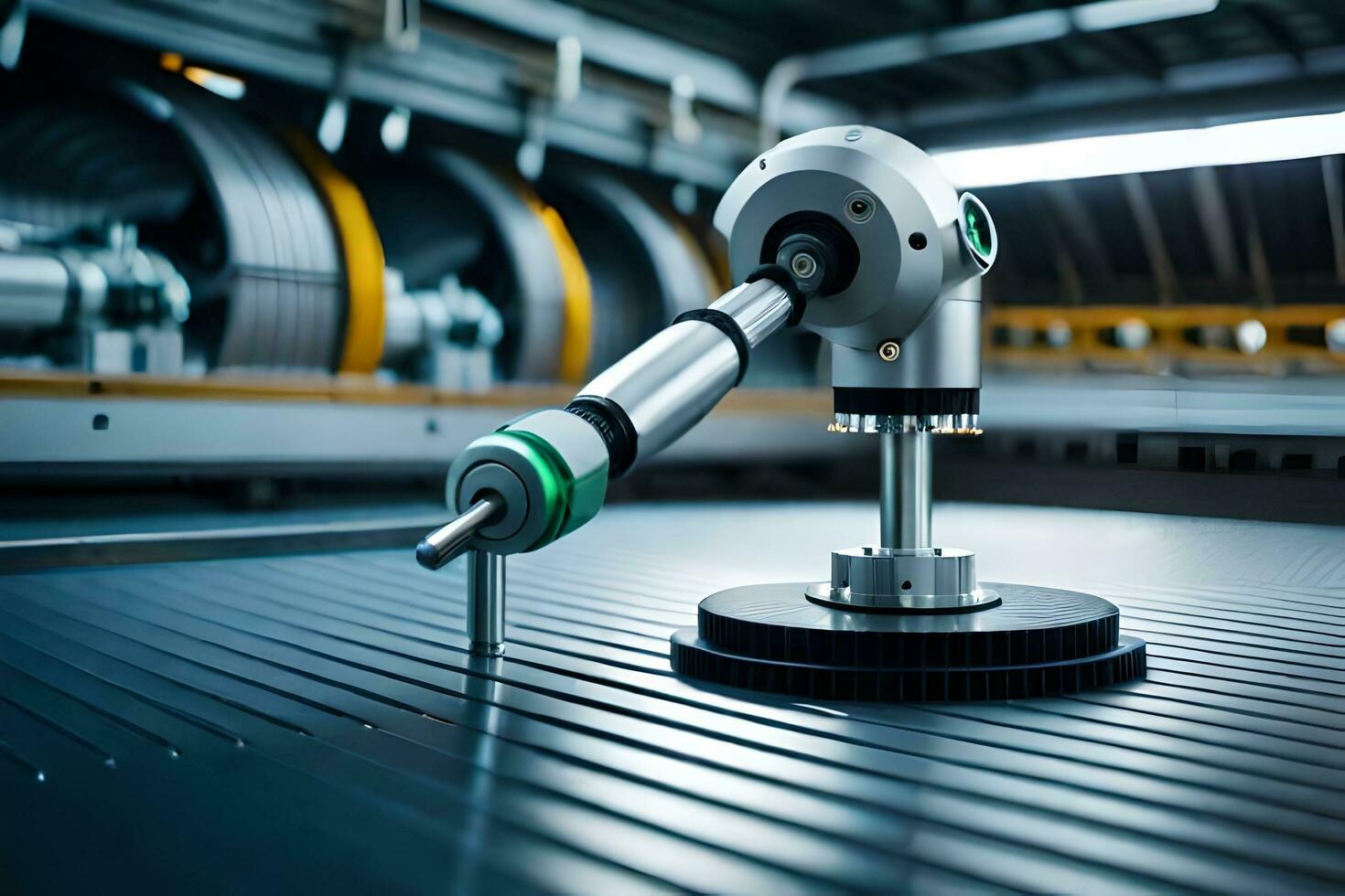 a robotic arm is on a conveyor belt. AI-Generated photo