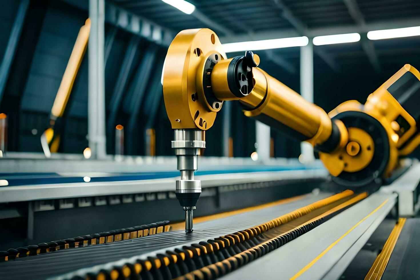 a robotic arm is working on a machine in a factory. AI-Generated photo