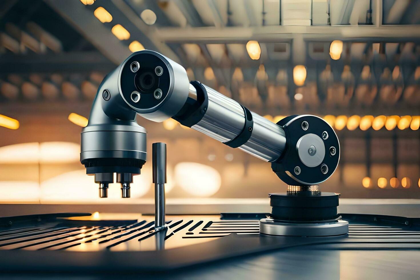 a robotic arm is sitting on top of a table. AI-Generated photo